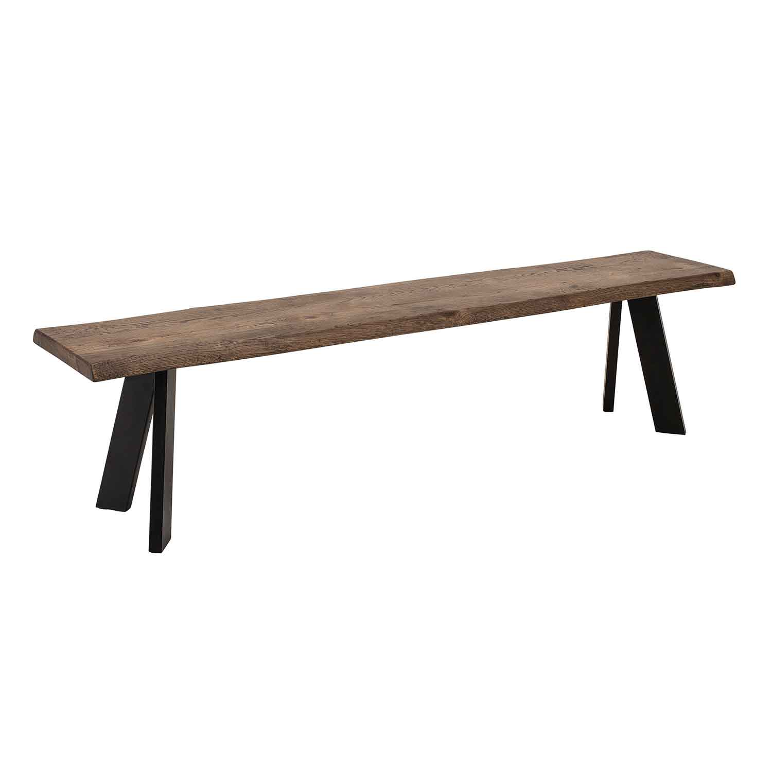 BLOOMINGVILLE Raw Bänk - Brun / Svart Ek / Järn, Rektangulär (190 x 37 cm)