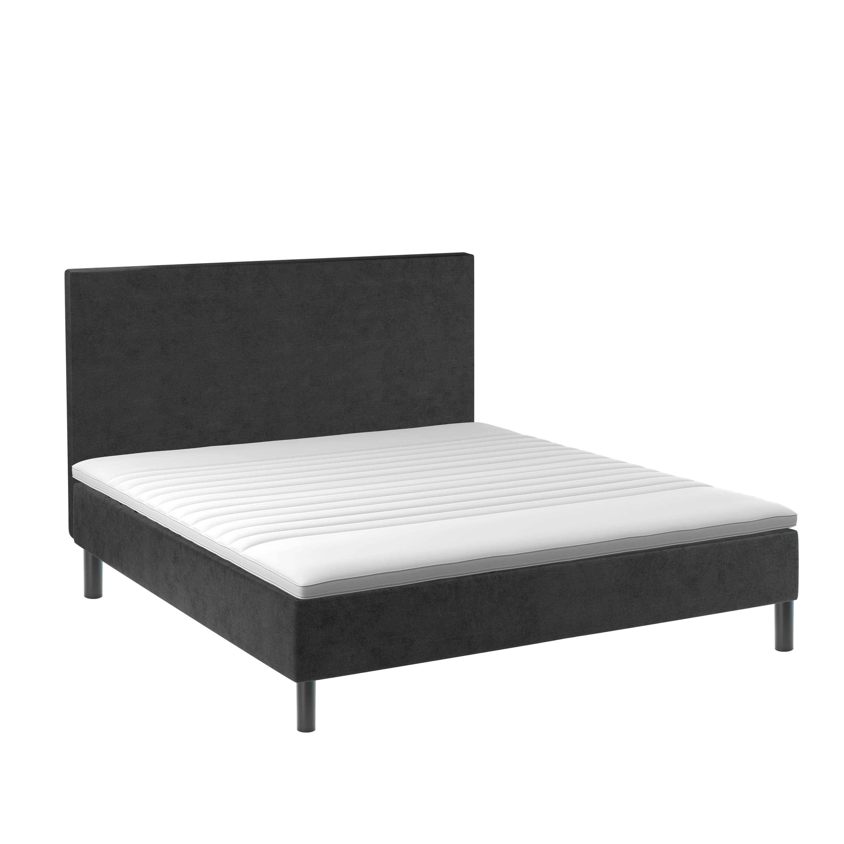BOBOhome Tidur boxmadrass inkl. övermadrass och sänggavel, 180x200, heltäckande - antracit Medium (under 80 kg) Medium