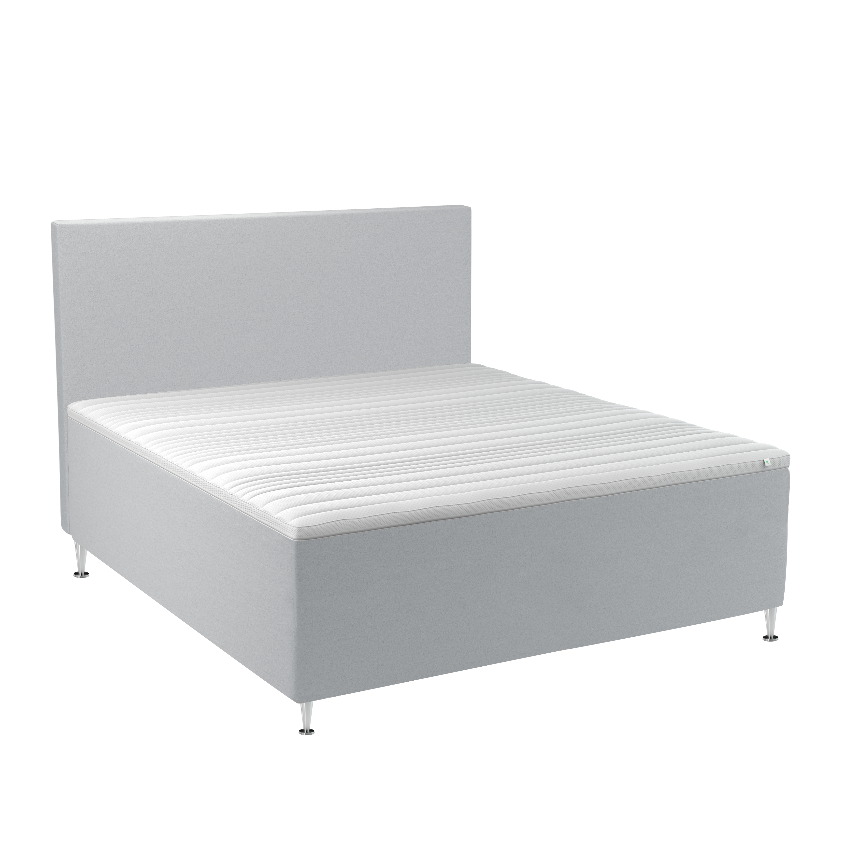 BOBOhome Tidur+ kontinentalsäng inkl. bäddmadrass och sänggavel, 180x200 - ljusgrå Fast (80-100 kg) Ekstra fast