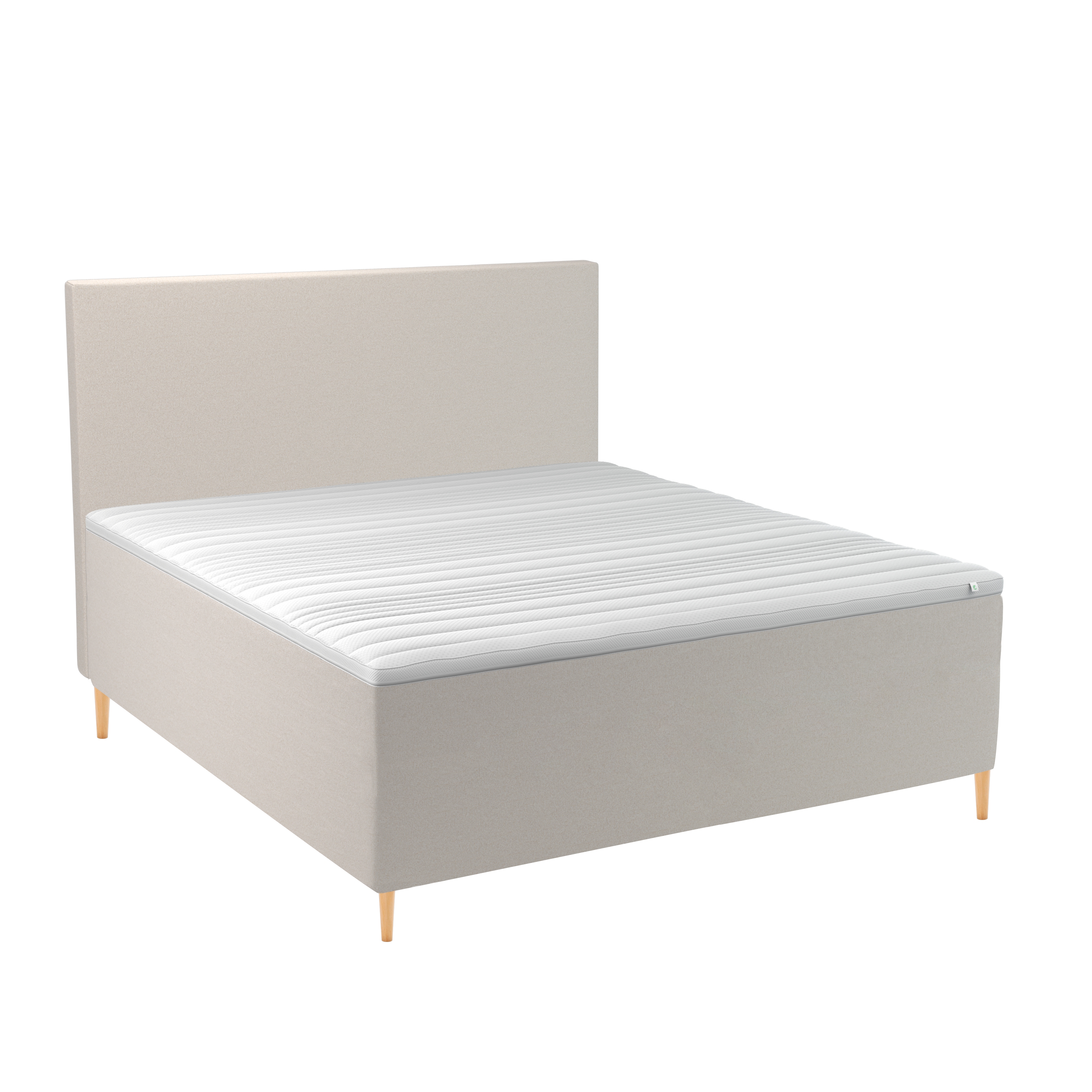 BOBOhome Tidur+ kontinentalsäng inkl. bäddmadrass och sänggavel, 180x200 - sandfärgad Fast (80-100 kg) Ekstra fast