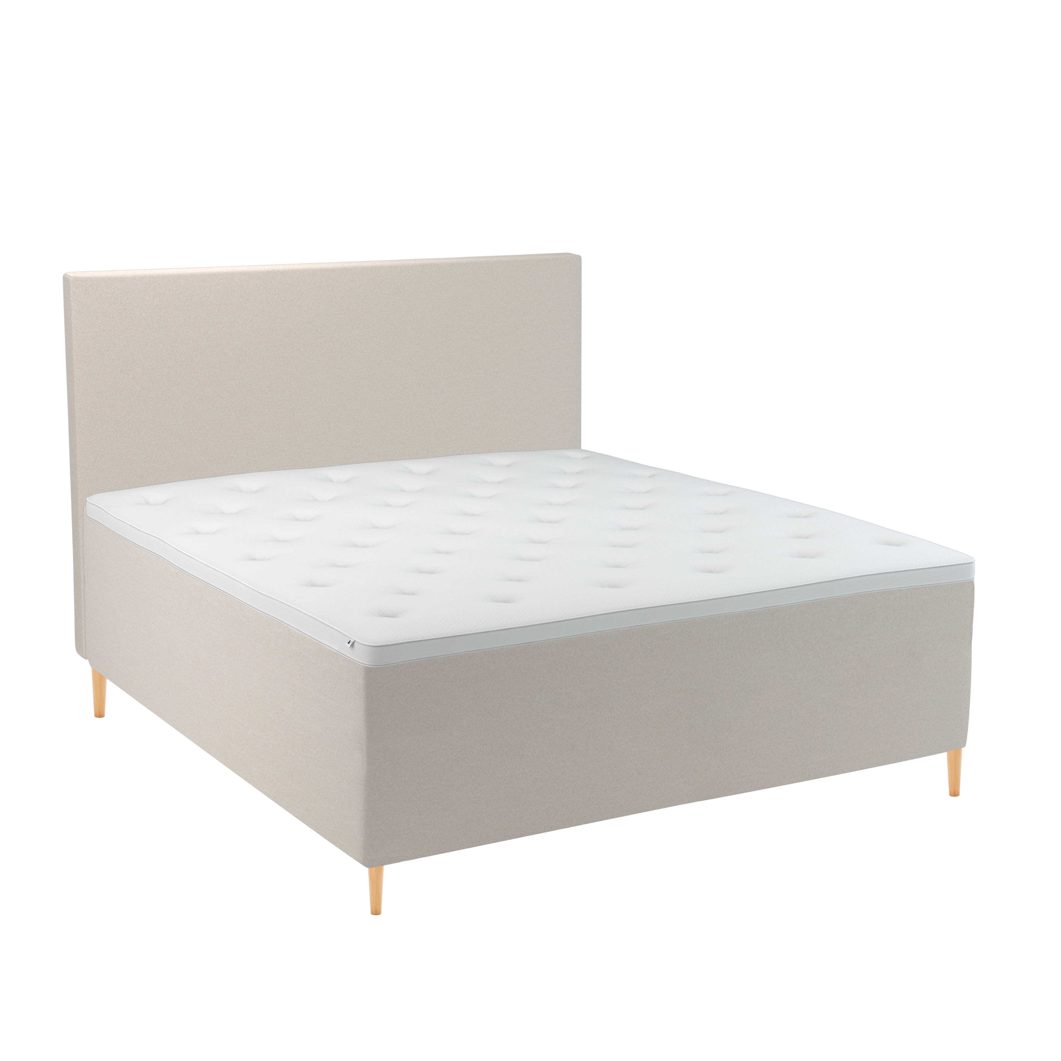BOBOhome Tidur+ kontinentalsäng inkl. bäddmadrass och sänggavel, 180x200 - sandfärgad Fast (80-100 kg) Fast