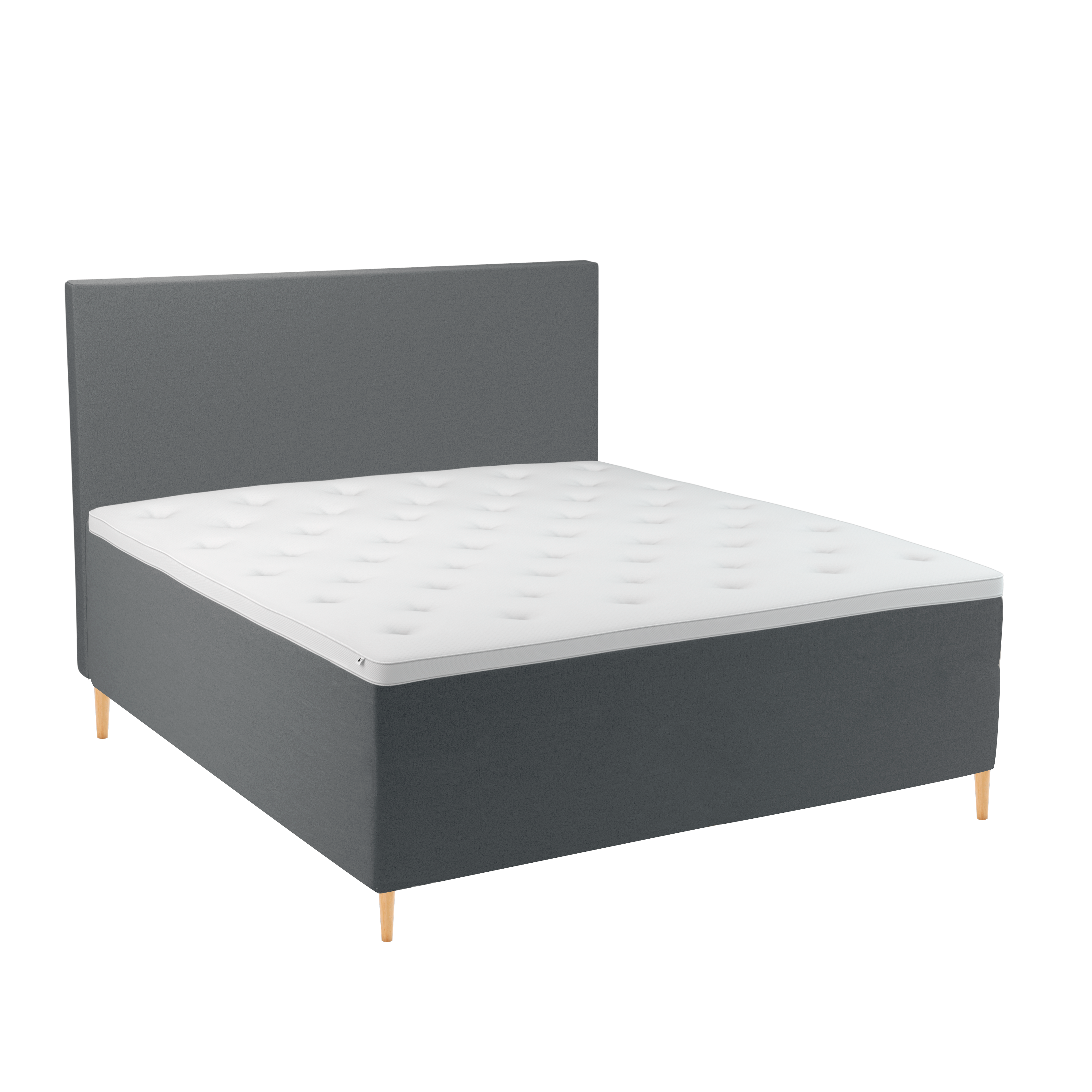 BOBOhome Tidur+ kontinentalsäng inkl. övermadrass och sänggavel, 180x200 - antracitgrå Fast (80-100 kg) Fast