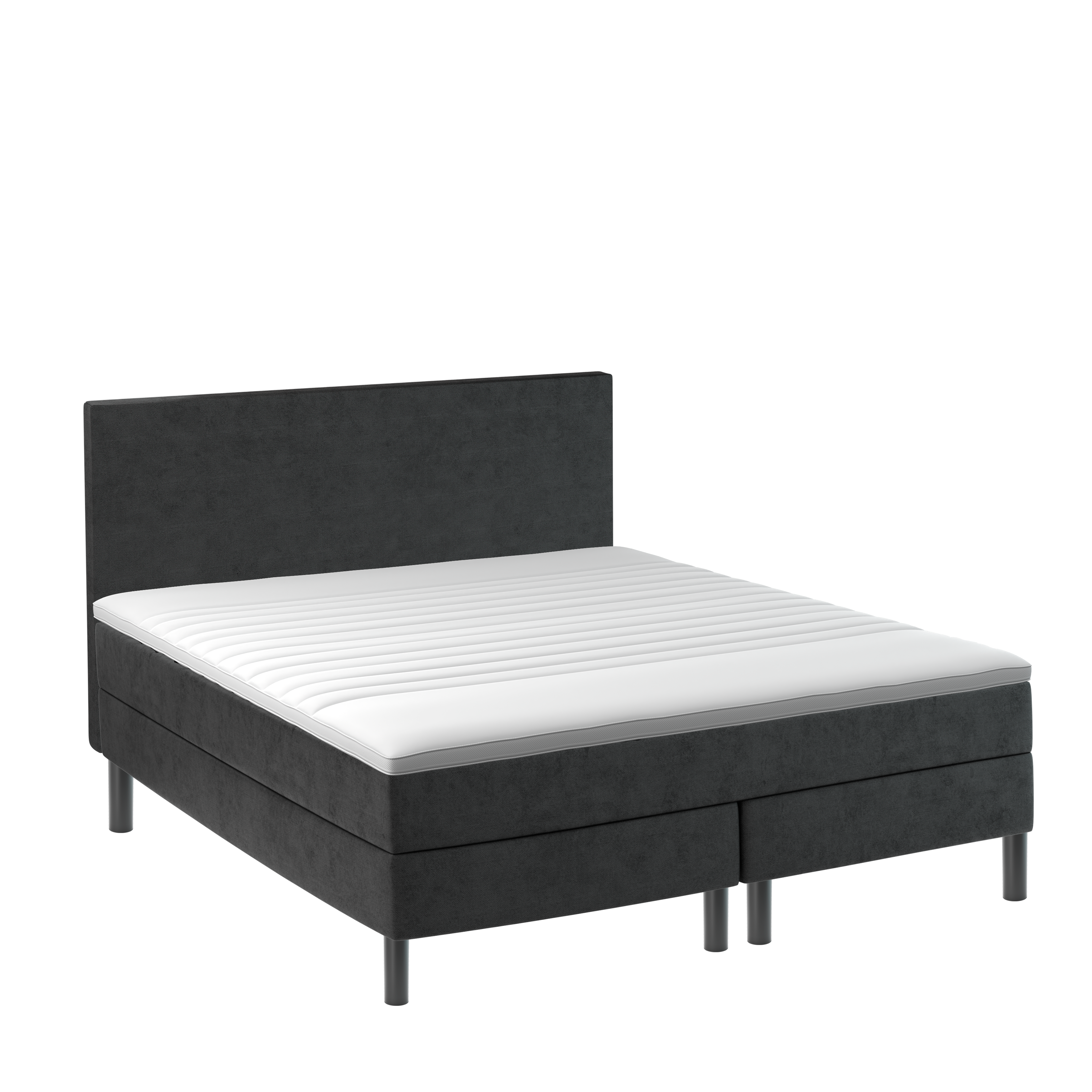 BOBOhome Tidur kontinentalsäng inkl. övermadrass och sänggavel, 180x200 - antracitgrå Fast (80-100 kg) Fast