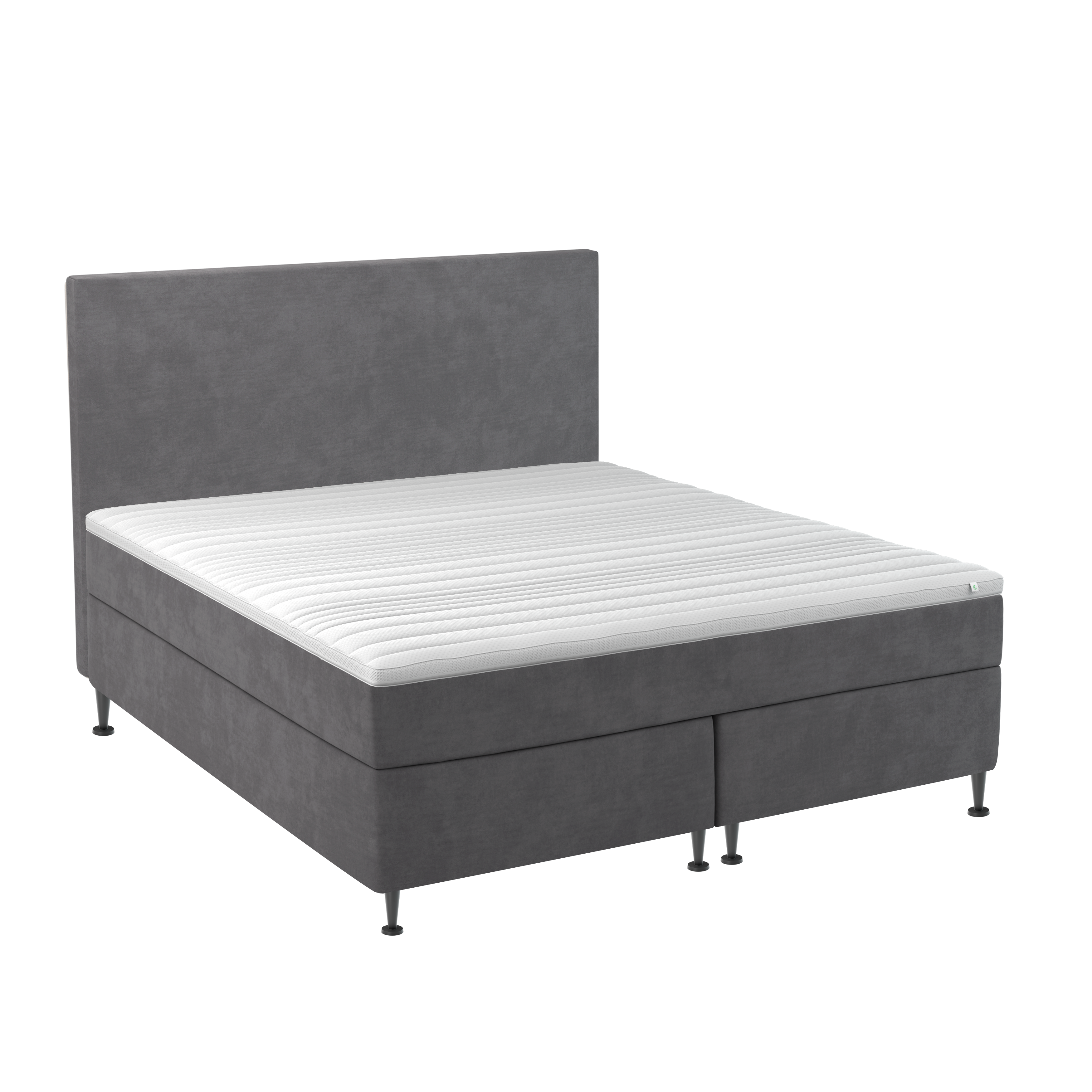 BOBOhome Tidur+ kontinentalsäng inkl. övermadrass och sänggavel, 180x200 - antracitgrå Fast (80-100 kg) Fast
