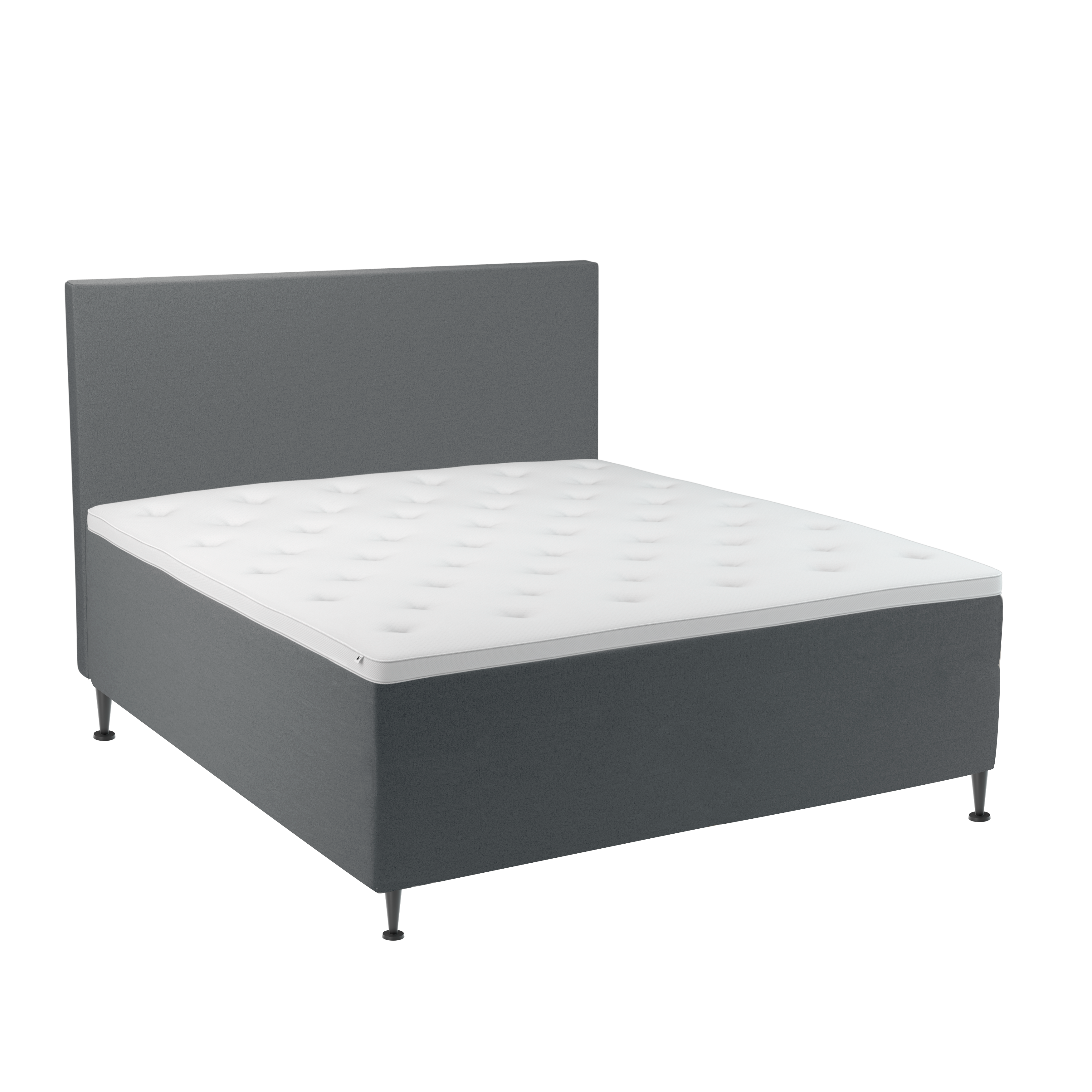 BOBOhome Tidur+ kontinentalsäng inkl. övermadrass och sänggavel, 180x200 - antracitgrå Fast (80-100 kg) Fast