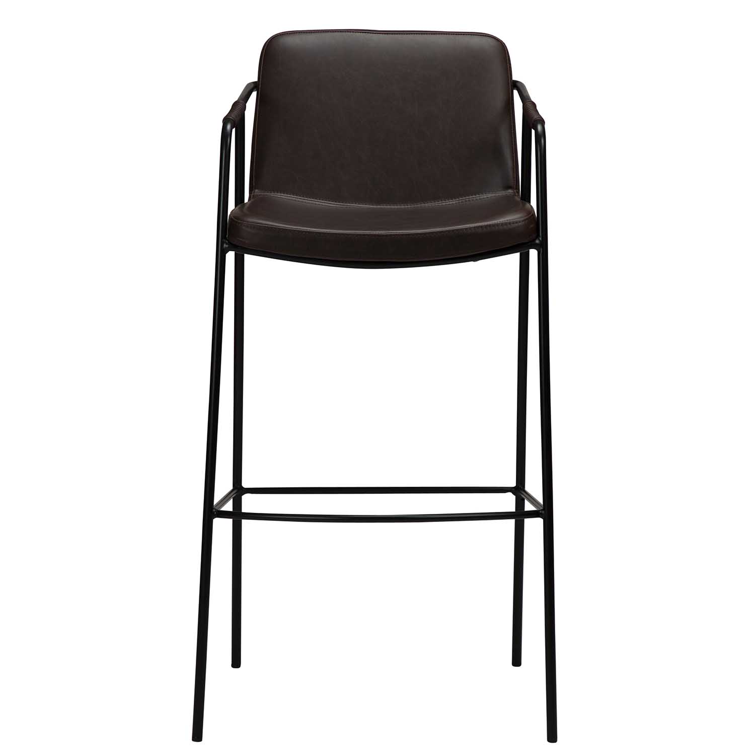 DAN-FORM Boto Barstol, med Ryggstöd och Fotstöd - Vintagebrunt Konstläder och Svart Stål