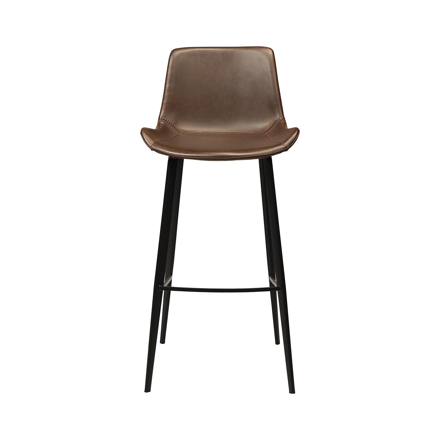 DAN-FORM Hype Barstol, med Ryggstöd och Fotstöd - Vintage Brunt Konstläder och Svart Stål