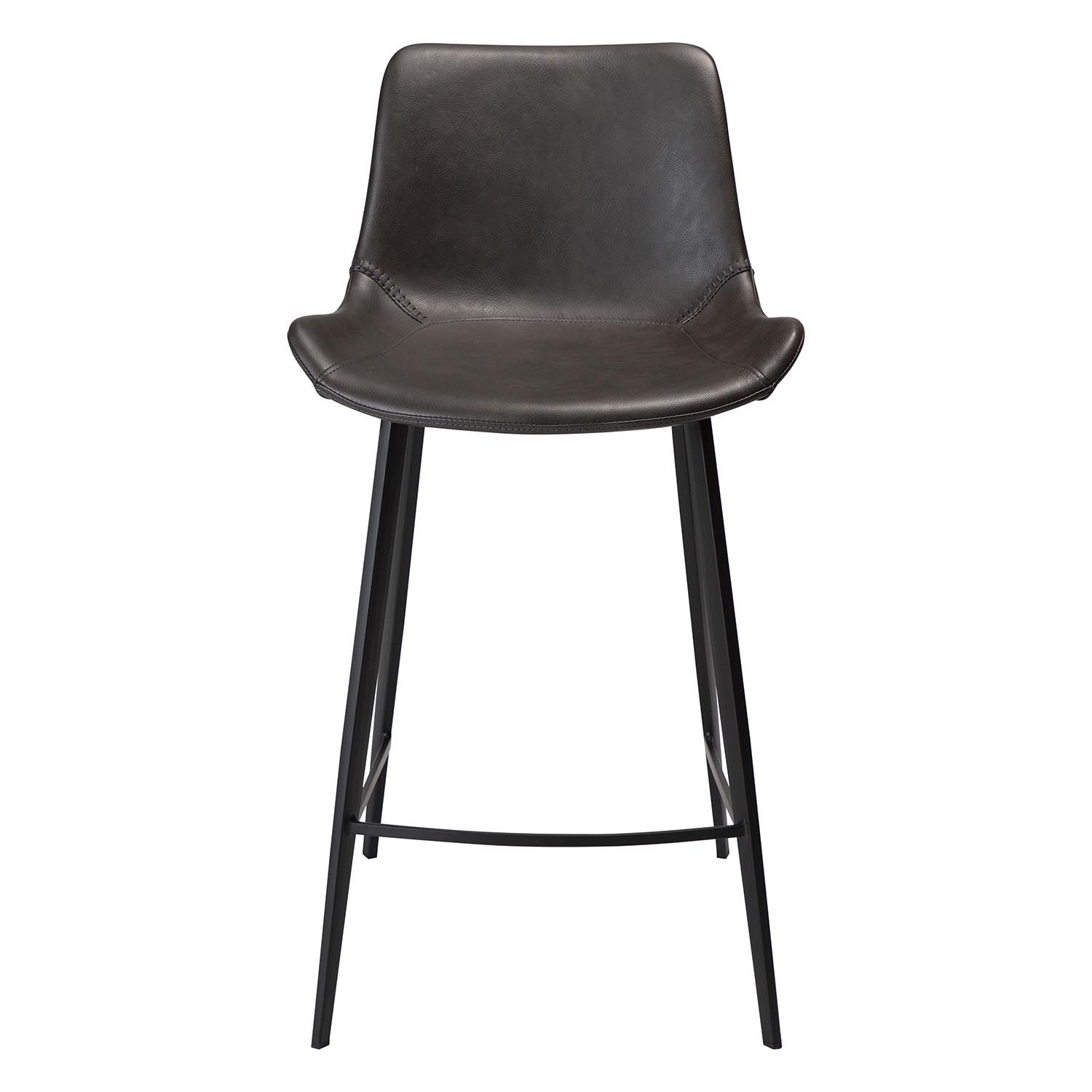 DAN-FORM Hype Barstol, med Ryggstöd och Fotstöd - Vintage Grå Konstläder och Svart Stål