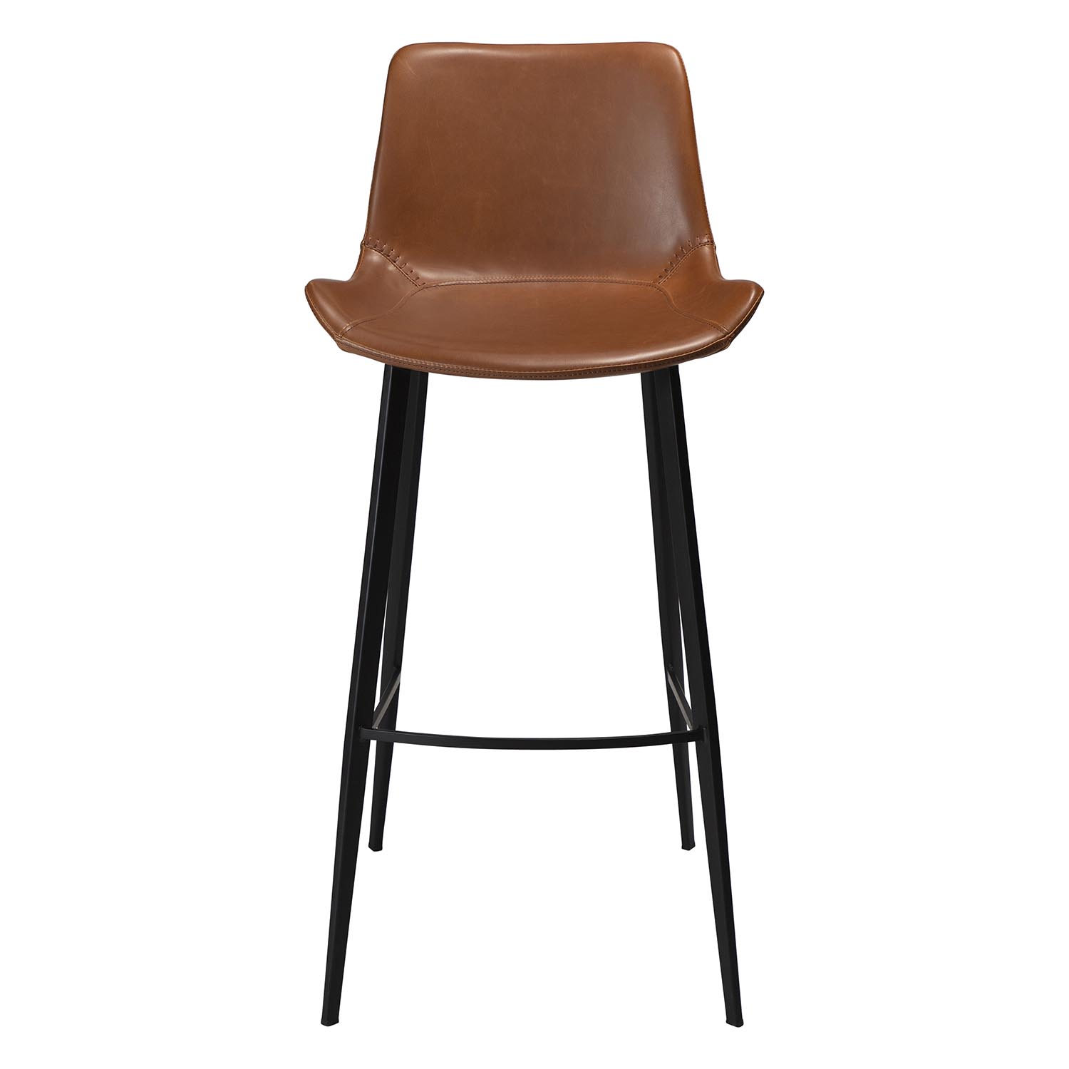 DAN-FORM Hype Barstol, med Ryggstöd och Fotstöd - Vintage Ljusbrunt Konstläder och Svart Stål