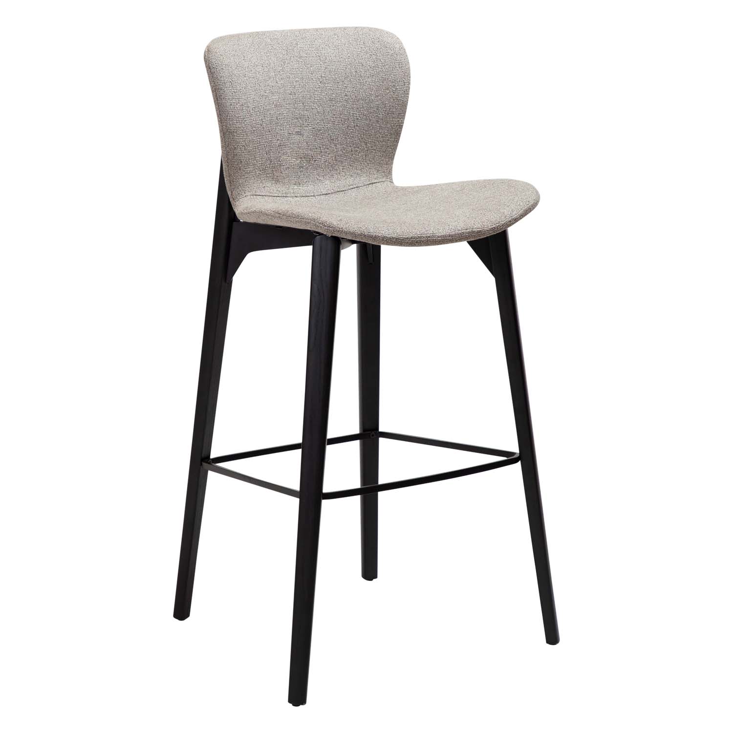 DAN-FORM Paragon barstol, med ryggstöd och fotstöd - brunt bouclÃƒÂ©tyg och svart ask.