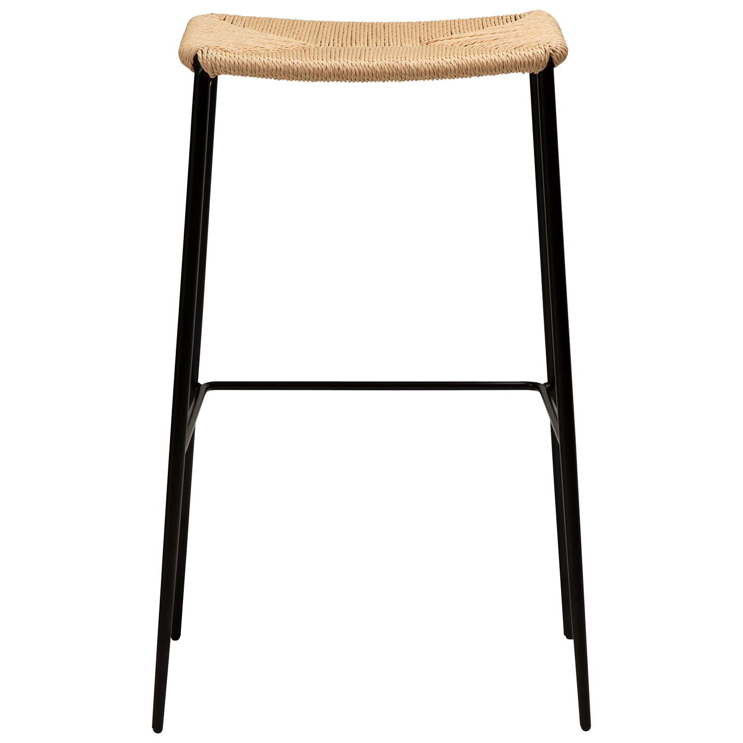 DAN-FORM Stiletto barstol, med fotstöd - naturpapperssnöre och svart metall