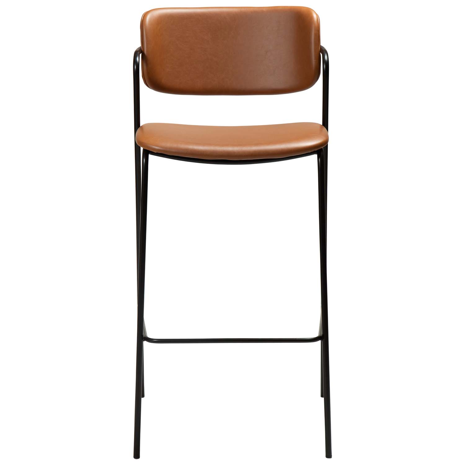 DAN-FORM Zed barpall, med ryggstöd, armstöd och fotstöd - vintage ljusbrunt konstläder och svart stål