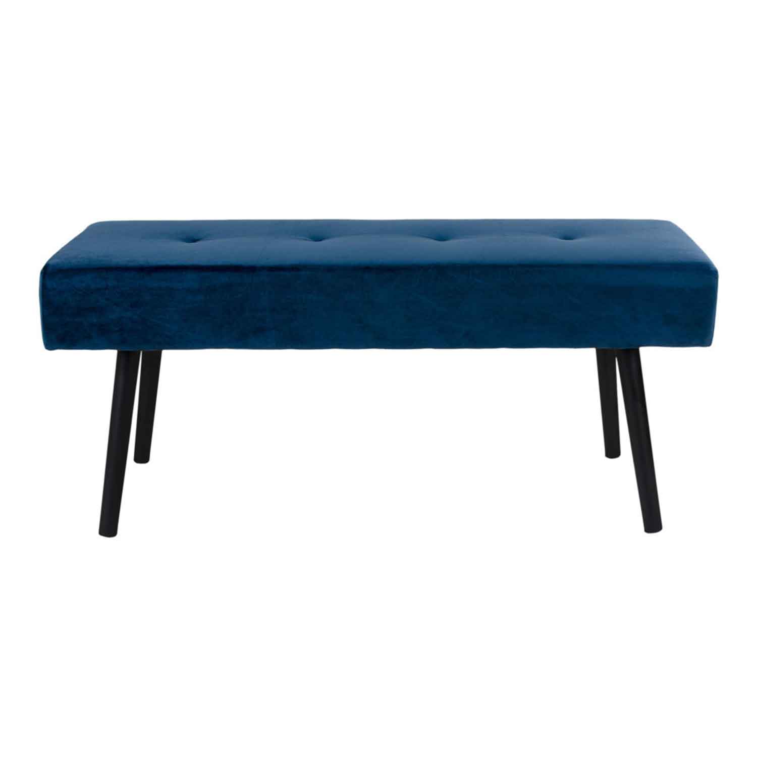 HOUSE NORDIC Skiby bänk - mörkblå velour / svart metall