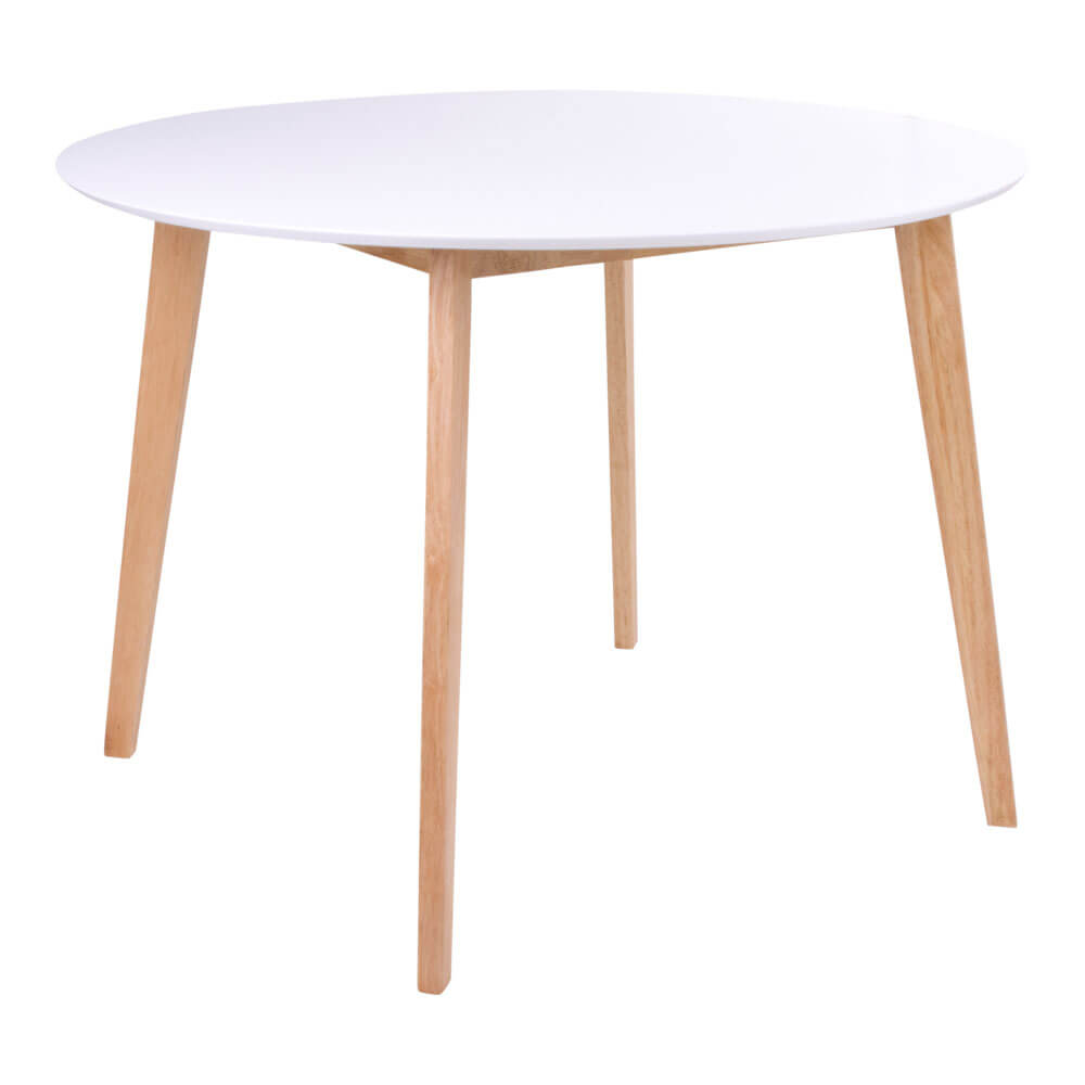 HOUSE NORDIC Vojens Matbord - Vitt Träplatta och Naturligt Trä, Runt (ÃƒËœ 105 cm)
