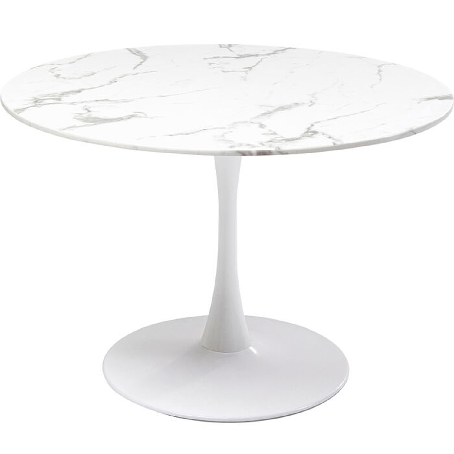 KARE DESIGN Veneto Marble White matbord, runt - vit mineralmarmor och vitt stål (ÃƒËœ110)