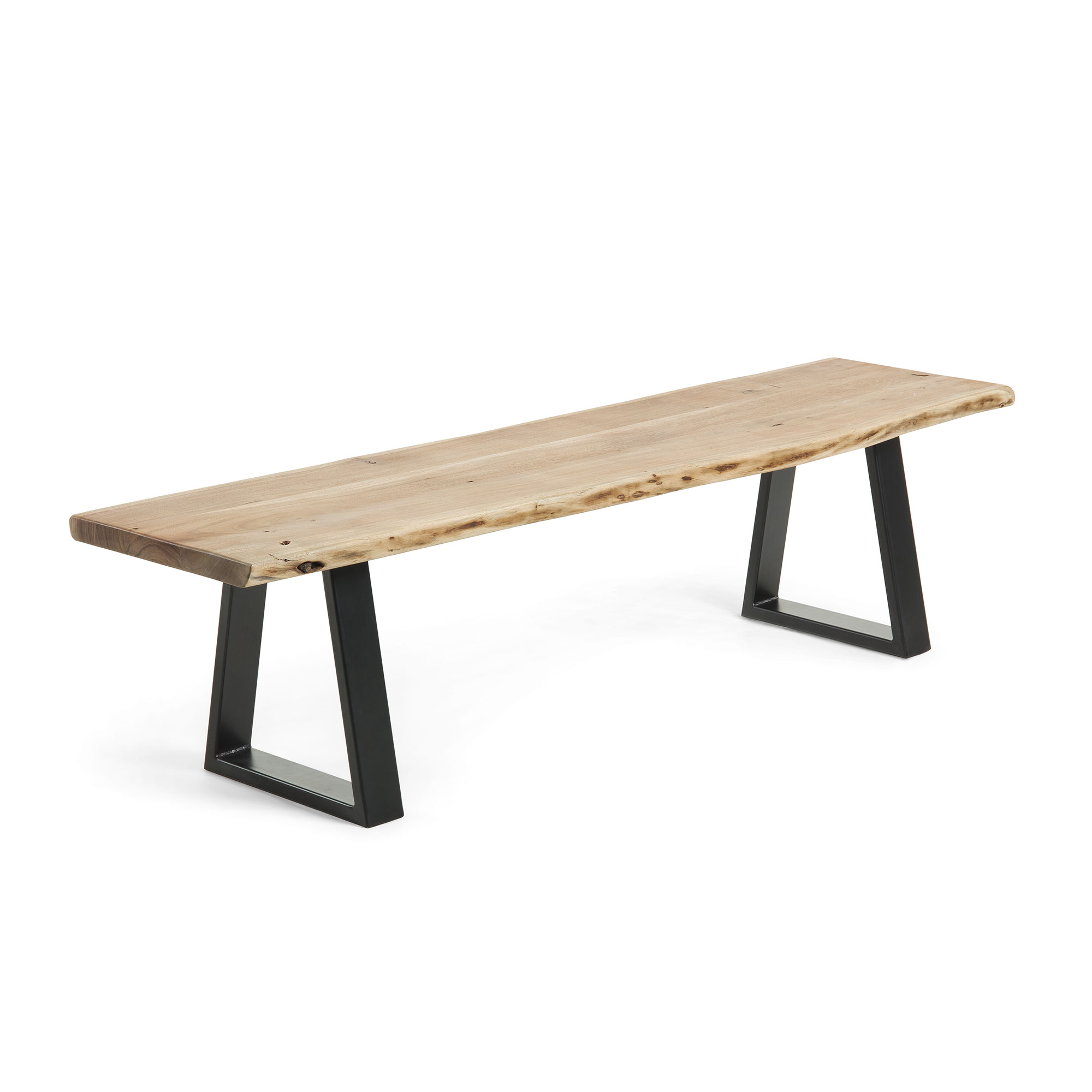 LAFORMA Sono bänk - naturligt / svart akaciaträ / metall, rektangulär (178x45)