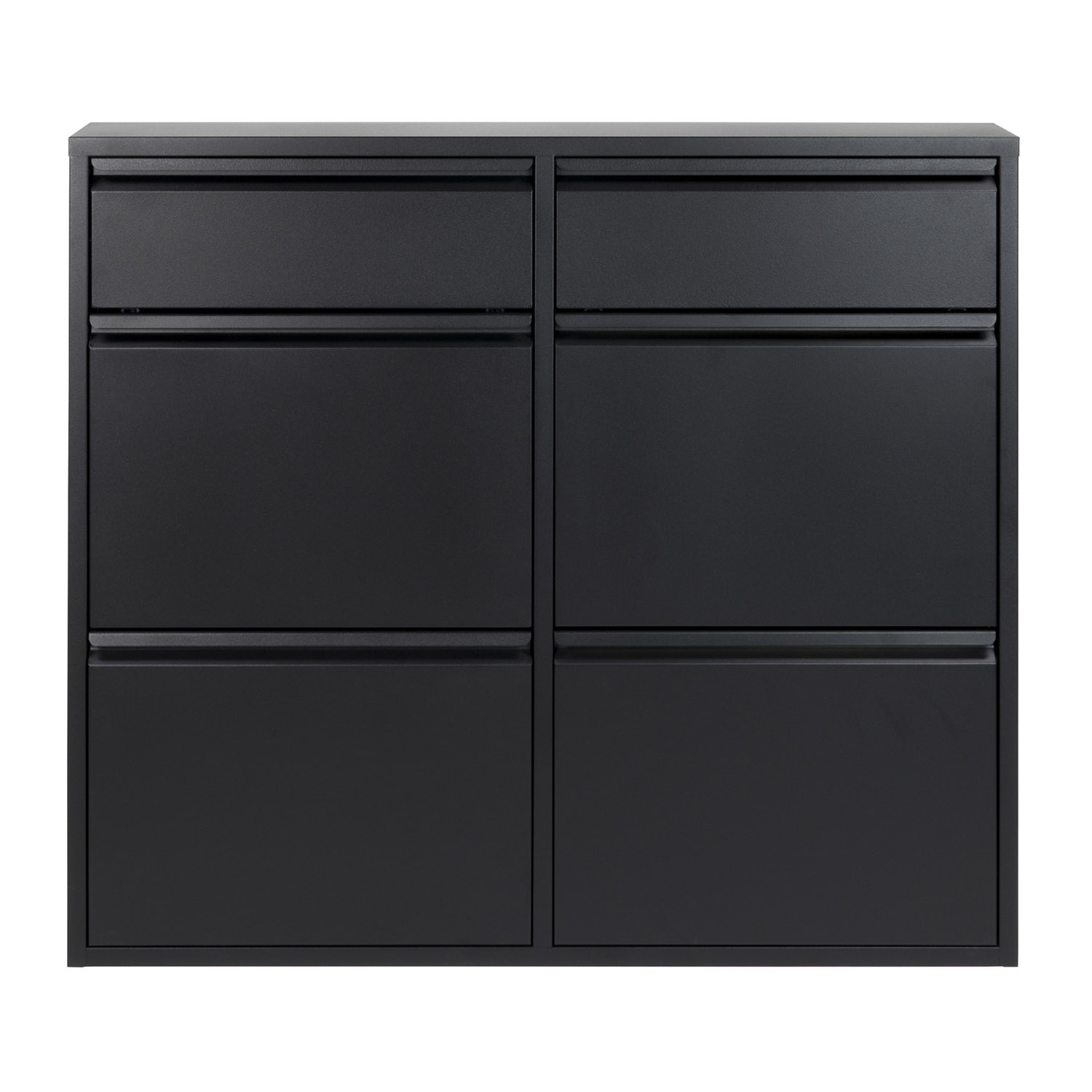 SPINDER DESIGN Billy 6 Skoskåp, med 6 Luckor, Rektangulärt - Svart Stål (98 x 86 cm)