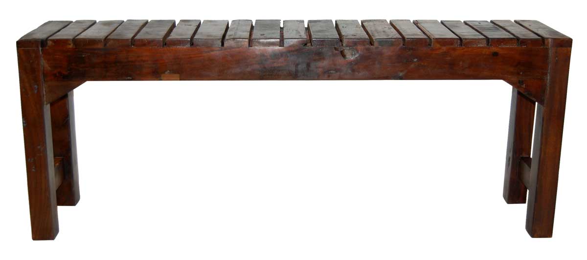 TRADEMARK LIVING bänk - mörkt trä med patina, med lameller (123x25)
