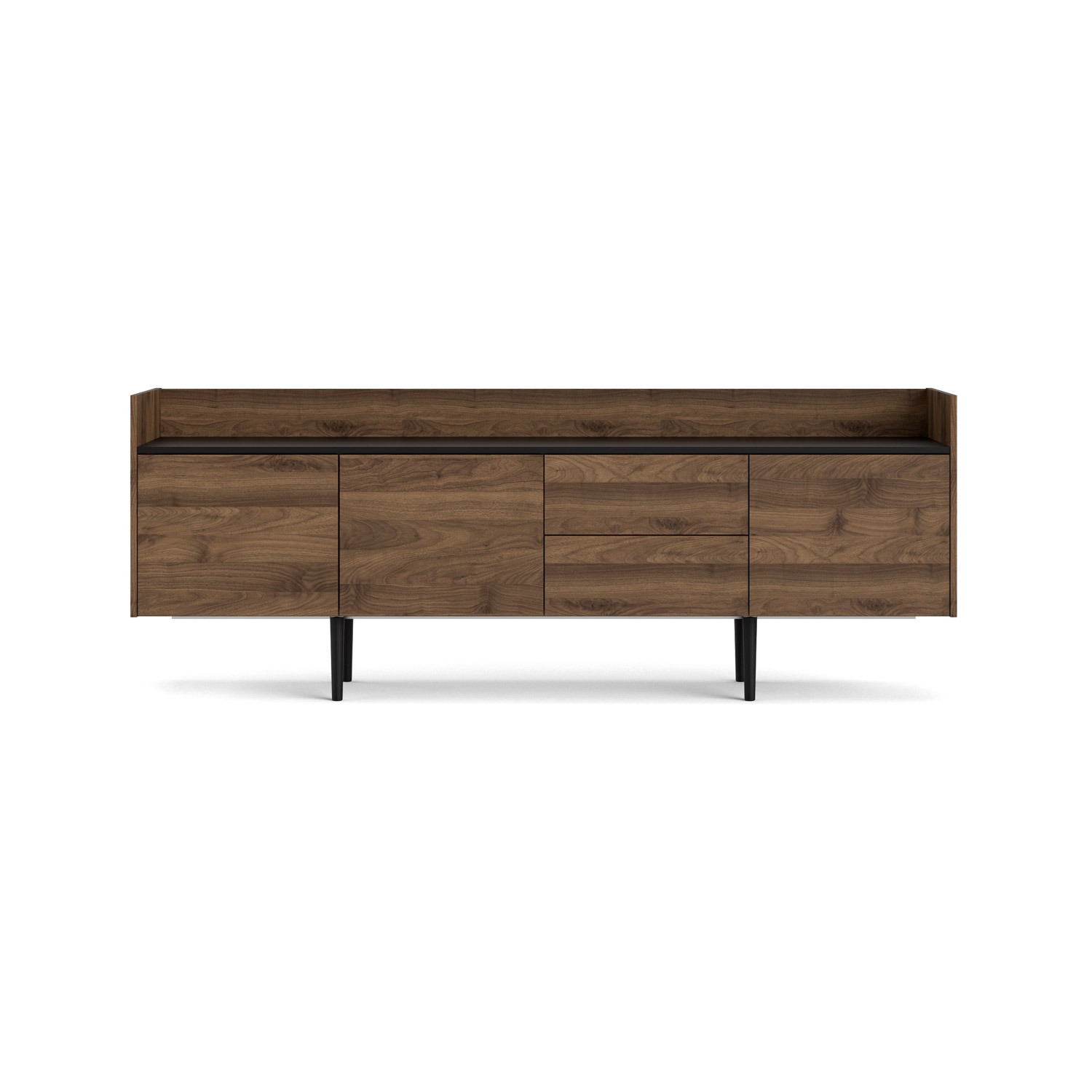 TVILUM Unit Stor Skänk - Valnöt / Svart / Naturfärgad Träkomposit, 1 Hylla (73 x 196 cm)