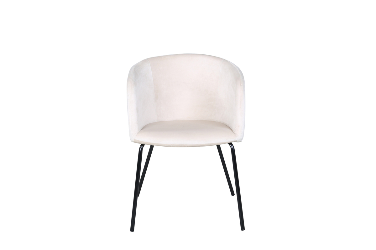 VENTURE DESIGN Berit matbordsstol, med armstöd - beige sammet och svart stål