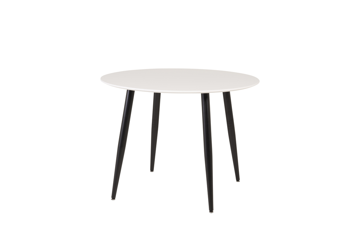 VENTURE DESIGN Plaza matbord, runt - vit MDF och svart stål (ÃƒËœ100)