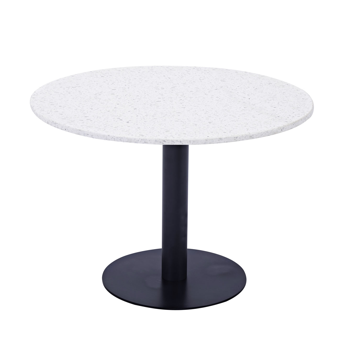VENTURE DESIGN Razzia Matbord - Vit Terrazzo och Svart Metall (ÃƒËœ 106 cm)