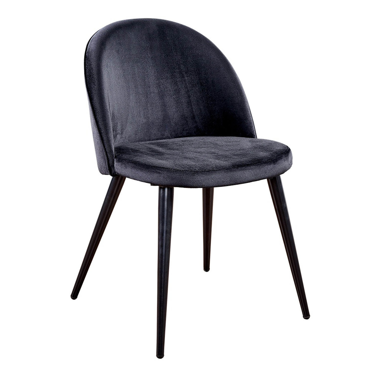 VENTURE DESIGN Velvet matbordsstol, - svart velour och svart metall
